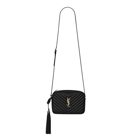 YSL Saint Laurent Lou 絎縫流蘇掛飾皮革相機包 斜背包 黑色.